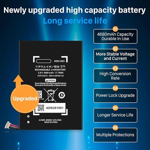 بطارية EDIPEKA HDH-003، 4680 مللي أمبير في الساعة 2024 استبدال بطارية دورة 0 جديدة لجهاز Nintendo Switch Lite، Lite HDH-003 HDH-001 Lite مع مجموعة أدوات بديلة احترافية in Kuwait