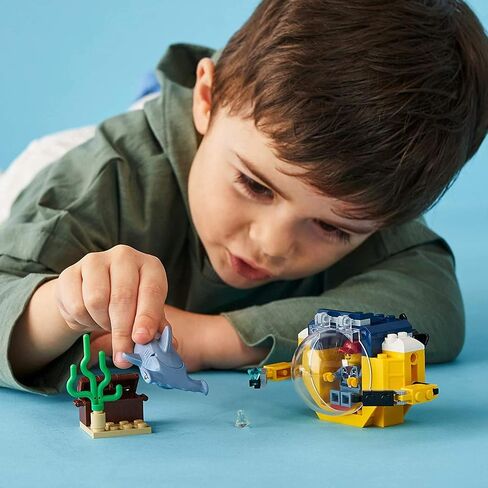 LEGO City Ocean Mini-Submarine 60263, Underwater Playset, Featuring a Toy Submarine, Pirate Treasure Chest, Hammerhead Shark Figure and a Pilot Minifigure, Great Gift for Kids (41 Pieces) in Saudi Arabia