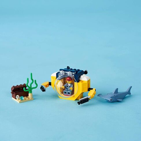 LEGO City Ocean Mini-Submarine 60263, Underwater Playset, Featuring a Toy Submarine, Pirate Treasure Chest, Hammerhead Shark Figure and a Pilot Minifigure, Great Gift for Kids (41 Pieces) in Saudi Arabia