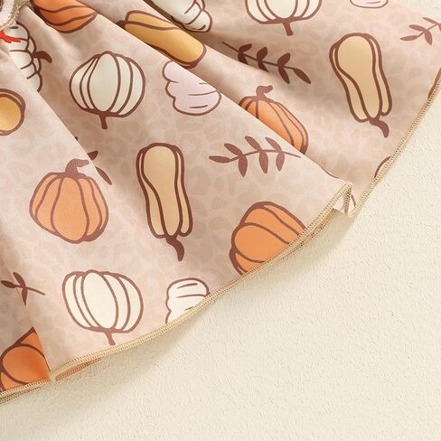 Honganda Newborn Baby Girl Thanksgiving Outfit Long Sleeve Romper Pumpkin Turkey Suspender Skirt Headband Infant Set in Saudi Arabia