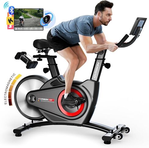 HARISON Electromagnetic Exercise Bike with Bluetooth, Workout Bike with 2 in 1 LED Display for Resistance Control and Data Record, Stationary bike for Home Gym 400 LBS Capacity, 36-Level Resistance in Saudi Arabia