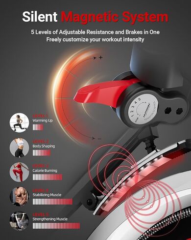HARISON Electromagnetic Exercise Bike with Bluetooth, Workout Bike with 2 in 1 LED Display for Resistance Control and Data Record, Stationary bike for Home Gym 400 LBS Capacity, 36-Level Resistance in Saudi Arabia