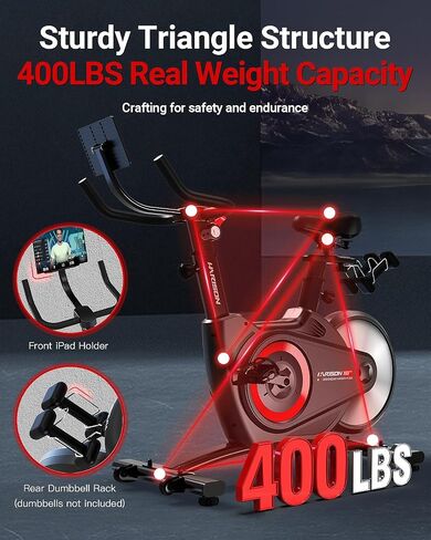 HARISON Electromagnetic Exercise Bike with Bluetooth, Workout Bike with 2 in 1 LED Display for Resistance Control and Data Record, Stationary bike for Home Gym 400 LBS Capacity, 36-Level Resistance in Saudi Arabia