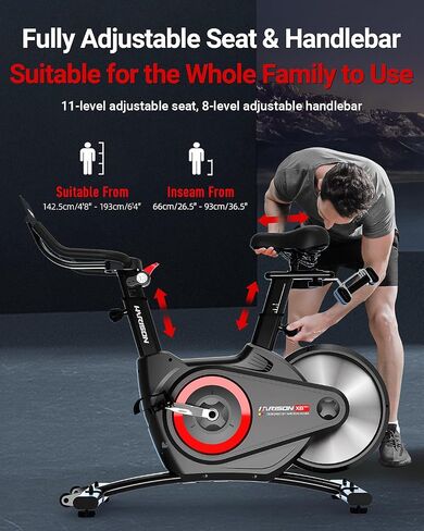 HARISON Electromagnetic Exercise Bike with Bluetooth, Workout Bike with 2 in 1 LED Display for Resistance Control and Data Record, Stationary bike for Home Gym 400 LBS Capacity, 36-Level Resistance in Saudi Arabia