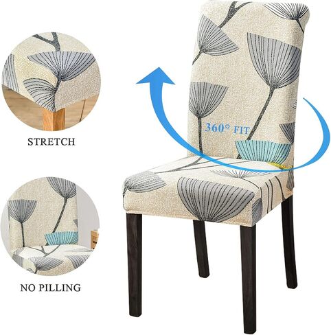 Stretch Chair Covers for Dining Room Set of 4, Dining Chair Slipcovers Protector Cover Removable Washable, Spandex Parsons Back Chair Covers for Kitchen,Diner,Party,Wedding(White Lines) in Saudi Arabia