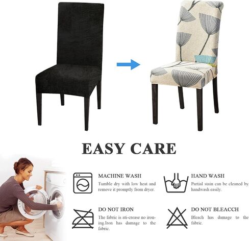 Stretch Chair Covers for Dining Room Set of 4, Dining Chair Slipcovers Protector Cover Removable Washable, Spandex Parsons Back Chair Covers for Kitchen,Diner,Party,Wedding(White Lines) in Saudi Arabia