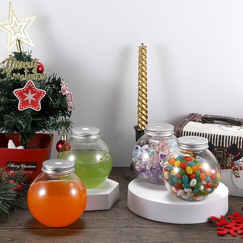 Plastic Fish Bowls for Drink, 18 Packs Ball Shape Clear Drink Bowl with Lid and Straws 16.9 oz Spherical Fish Bowls Cups for Juices Smoothies Candy Party Decorations in Saudi Arabia