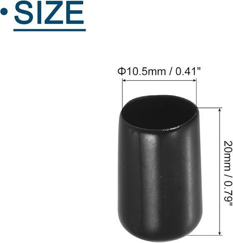 uxcell 120Pcs Rubber End Caps, 8mm/0.31" ID Flexible Rubber Caps, PVC Caps Rubber Screw for Bolts Screw Caps Thread Protectors Tube Screw Bolt, Black in Saudi Arabia
