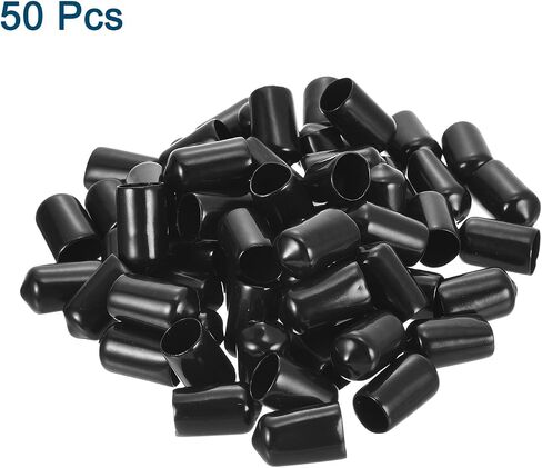 uxcell 120Pcs Rubber End Caps, 8mm/0.31" ID Flexible Rubber Caps, PVC Caps Rubber Screw for Bolts Screw Caps Thread Protectors Tube Screw Bolt, Black in Saudi Arabia