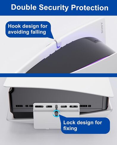 PS5 Wall Mount for PlayStation 5 Disc Edition and Digital Edition (Mount The Console on Wall Near or Behind TV with Invisible Design), Including 2 Accessories Holders (Black) - Not for PS5 Slim in Saudi Arabia