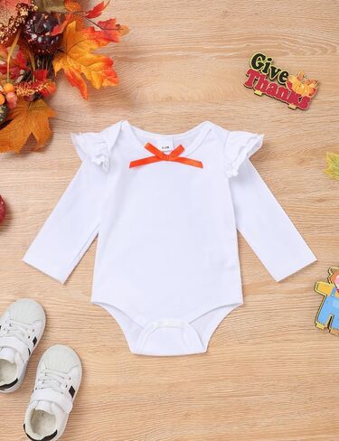 Thanksgiving Outfit Baby Girl Ruffle Romper Turkey Dot Suspender Skirt Thanksgiving Clothes for Baby Girl in Saudi Arabia