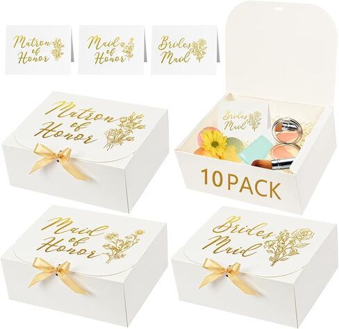 Xylitic 10Pack Bridesmaid Proposal Box with Bridesmaid Cards Bridesmaid Boxes with Ribbon Bridesmaid Gift Box for Bridesmaid Proposal Gifts Maid of Honor Proposal gifts(White) in Saudi Arabia