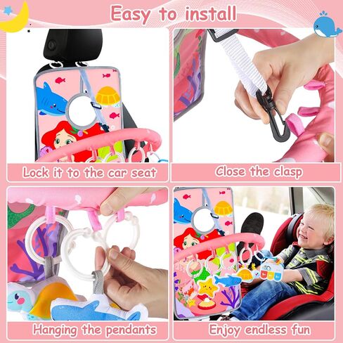 Musical Baby Car Seat Toys, Double Sided Carseat Toys Hanging with 5 Sensory Toys, Car Seat Toys for Babies Infants 6-12 Months Boys Girls (Pink) in Saudi Arabia