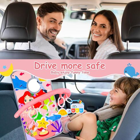 Musical Baby Car Seat Toys, Double Sided Carseat Toys Hanging with 5 Sensory Toys, Car Seat Toys for Babies Infants 6-12 Months Boys Girls (Pink) in Saudi Arabia