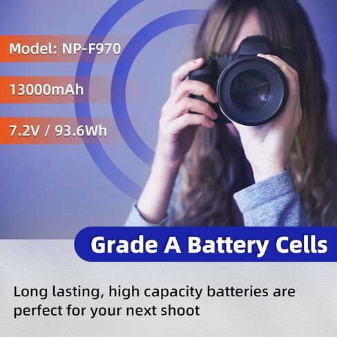 2-حزمة بطارية NP-F970 ، 13000 مللي أمبير لسوني NP-F930 NP-F950 NP-F960 NP-F550 NP-F530 NP-F330 NP-F570 كاميرات يدوية in Kuwait