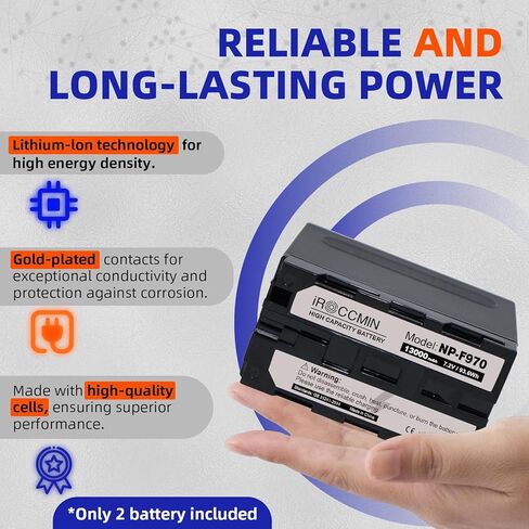 2-حزمة بطارية NP-F970 ، 13000 مللي أمبير لسوني NP-F930 NP-F950 NP-F960 NP-F550 NP-F530 NP-F330 NP-F570 كاميرات يدوية in Kuwait