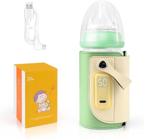 Portable Bottle Warmer for Travel, Travel Bottle Warmer with 18W Fast Heating and Temperature Display, Baby Bottle Warmer Portable Travel Suitable for Car Travel | Outdoor (Green) in Saudi Arabia