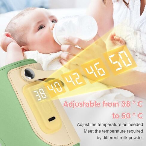 Portable Bottle Warmer for Travel, Travel Bottle Warmer with 18W Fast Heating and Temperature Display, Baby Bottle Warmer Portable Travel Suitable for Car Travel | Outdoor (Green) in Saudi Arabia