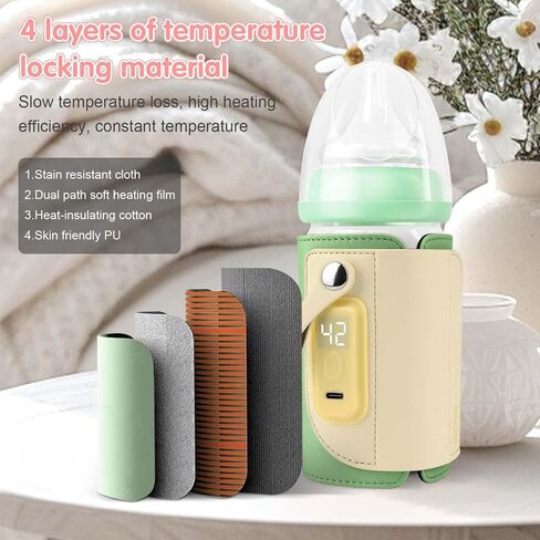 Portable Bottle Warmer for Travel, Travel Bottle Warmer with 18W Fast Heating and Temperature Display, Baby Bottle Warmer Portable Travel Suitable for Car Travel | Outdoor (Green) in Saudi Arabia