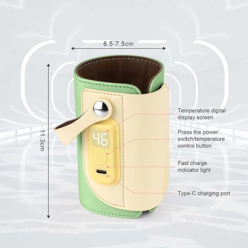 Portable Bottle Warmer for Travel, Travel Bottle Warmer with 18W Fast Heating and Temperature Display, Baby Bottle Warmer Portable Travel Suitable for Car Travel | Outdoor (Green) in Saudi Arabia