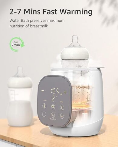 Fast Bottle Warmer 12-in-1 Water Bath Baby Bottle Warmer for Breastmilk and Formula with 24H Keep, Auto Shut-Off, Memory, Sterilize, Accurate Temp Control Baby Milk Warmers for All Bottles in Saudi Arabia
