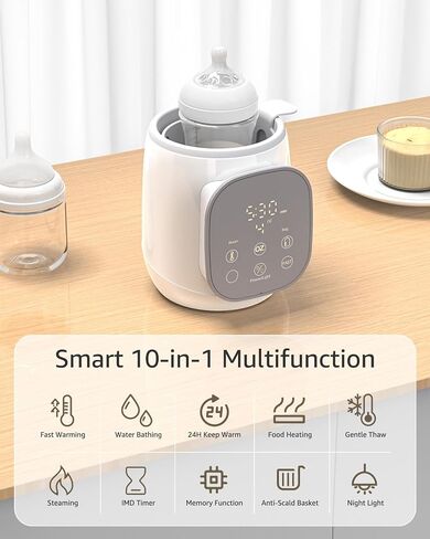Fast Bottle Warmer 12-in-1 Water Bath Baby Bottle Warmer for Breastmilk and Formula with 24H Keep, Auto Shut-Off, Memory, Sterilize, Accurate Temp Control Baby Milk Warmers for All Bottles in Saudi Arabia