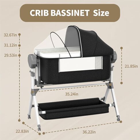 Electric Rocking Bassinet for Baby, Automatic Baby Bedside Bassinet Cribs 3 Height Adjustable, Smart Baby Bassinets Sleeper on Wheels,Remote Control Rocking Baby Cribs for Newborn with 5-Speed Swing in Saudi Arabia