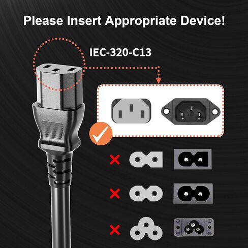 HUANCHAIN 3 FT Power Cord 3 Prong, 18/3 C13 PC Power Cable for Comeputer, Monitor, TVs, Projectors, Desktops, Speakers, NEMA 5-15P to C13 10A 125V 1250W 18AWG, White ETL Listed in Saudi Arabia