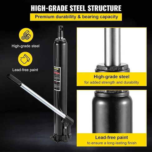 VEVOR Hydraulic/Pneumatic Long Ram Jack, 8 Tons/17363 lbs Capacity, with Single Piston Pump and Clevis Base, Manual Cherry Picker w/Handle, for Garage/Shop Cranes, Engine Lift Hoist, Red in Saudi Arabia