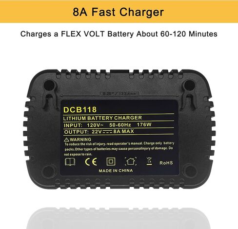 DCB118 for Dewalt Battery Charger, Replace for Dewalt Fast Charger 20V 60V MAX Battery DCB606 DCB609 DCB612 DCB615 DCB200 DCB201 DCB203 DCB204 DCB205 DCB206 DCB208 DCB230 DCB240 (Charger Only) in Saudi Arabia