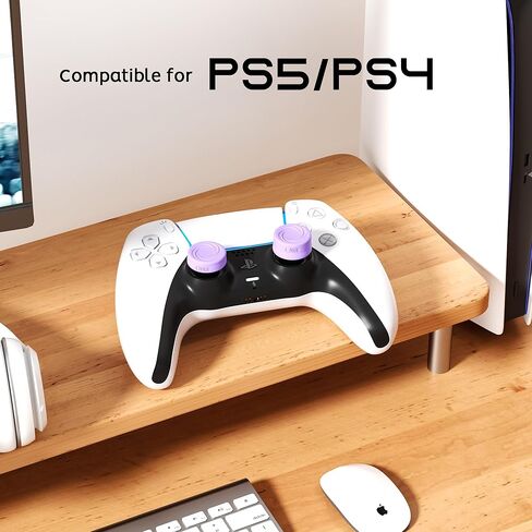 مجموعة مقابض الإبهام المريحة من ELETIUO مكونة من 8 قطع متوافقة مع أجهزة بلاي ستيشن 4 (PS4)، وحدة تحكم بلاي ستيشن 5 (PS5)، أغطية واقية مع 4 تصميمات، أغطية أعواد الإبهام التناظرية من السيليكون المضادة للانزلاق، أرجواني in Kuwait