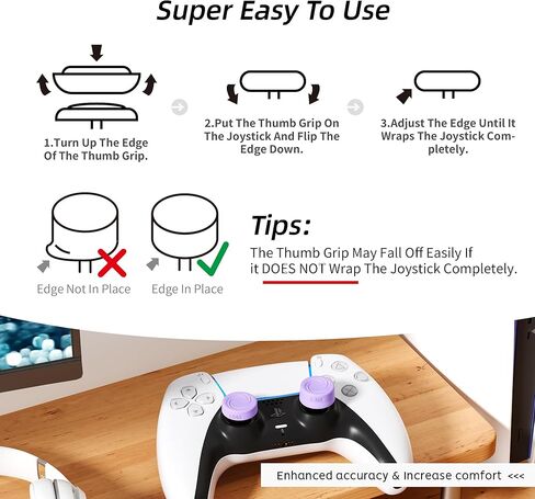 مجموعة مقابض الإبهام المريحة من ELETIUO مكونة من 8 قطع متوافقة مع أجهزة بلاي ستيشن 4 (PS4)، وحدة تحكم بلاي ستيشن 5 (PS5)، أغطية واقية مع 4 تصميمات، أغطية أعواد الإبهام التناظرية من السيليكون المضادة للانزلاق، أرجواني in Kuwait