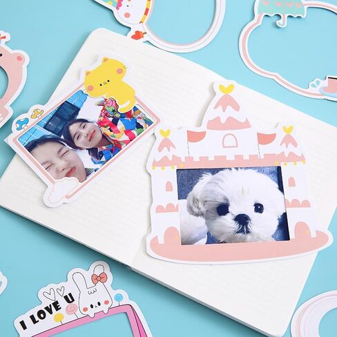 MAXLEAF 50PCS Cartoon Photo Frame Stickers Cute DIY Handmade Photo Album Stickers for Scrapbook Kindergarten Baby Growth Photos Decoration in Saudi Arabia