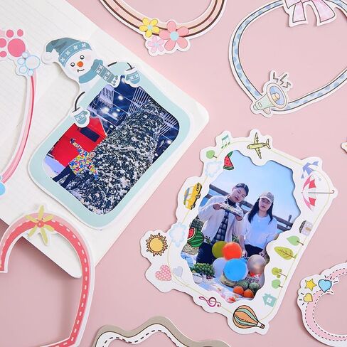 MAXLEAF 50PCS Cartoon Photo Frame Stickers Cute DIY Handmade Photo Album Stickers for Scrapbook Kindergarten Baby Growth Photos Decoration in Saudi Arabia