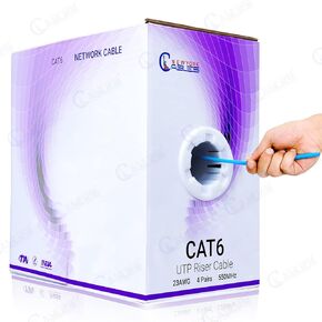 NewYork Cables Cat 6 Cable 1000ft – Cat6 Riser (CMR) - 4 Pair UTP Solid Conductor - 23 AWG 550 MHz, 1 GBit/s High Speed Fluke Tested - Bulk Ethernet Cable - (Yellow)