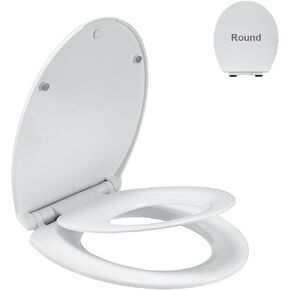 Toilet Seat Round with Toddler Seat Built In, 3X SOFT-CLOSE for Both Toddler & Adult Seats, Potty Training Toilet Seat, No Wiggle and Easy to Install, Detachable Toddler Seat for Longterm Usage, White