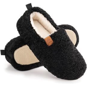 ATHMILE Women's Slippers Fuzzy Curly House Slippers Memory Foam Loafer with Polar Fleece Lining Indoor Outdoor