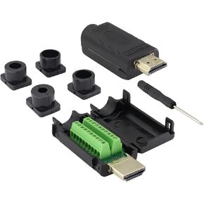 zdyCGTime HDMI Solderless Head Screw Terminal Adapter, HDMI Male Solderless Module Plug Junction Box HD Cable Connector Signal Module with Metal Shell Adapter.(Metal Shell)(2Pack/Male