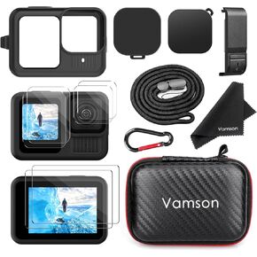 Silicone Sleeve Case for GoPro Hero 13 Black,Storage Case & Battery Side Cover&Screen Protectors& Lens Caps&Lanyard for Go Pro Hero 13 Black Accessories Kit - Black