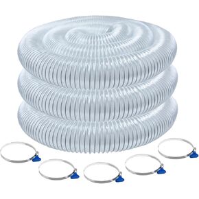 POWERTEC 2-1/2" x 20' Dust Collection Hose with 5pcs Key Hose Clamps for Table Saw, Band Saw, Planer, Belt Sander, Woodworking and Wood Shop Dust Collection System (70454)