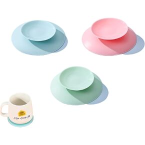 Tableware Suction Cups,3 PCS Double Sided Suction Cups Non-Slip Silicone Suction Pads Tableware Sucker for Fixing Plate Bowl Dish