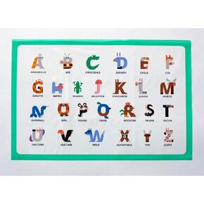 Stick-on Disposable Placemats 40 Pack for Kids & Baby, 12" x 18" Restaurant Table Sticky Place Mats, Toddler, Infant, Baby Placemat, Interactive Alphabet Learning Theme