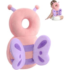 Baby Head Protector Backpack, Toddler Toddler Head Protector, Toddler Head Protector Padded Backpack Elasticated Carrier Wear (Pink Butterfly)