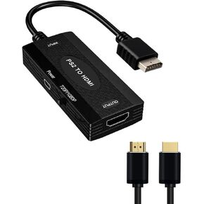 musou PS2 to HDMI Adapter,PS2 HDMI Cable Converter Support 4:3/16:9 Screen Works for PlayStation 1/ PlayStation 2 HD Link Cable