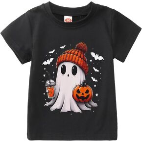 Halloween Shirts for Toddler Baby Girls Boys Pumpkin T-Shirts Ghost Tees Short Sleeve Tops Spooky Season Clothes