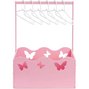 Suzile Pink Wooden Crate for Baby Shower Gift, Baby Shower Crate Closet, Butterfly Basket Storage with Handle, Baby Registry Welcome Box Hamper Pregnancy Gift for New Parent