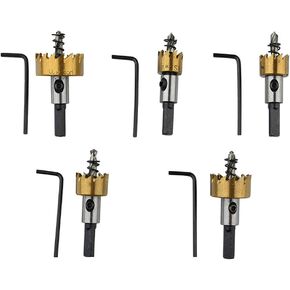 Buwico 5 قطعة 16-30 مللي متر HSS مثقاب ثقب مناشير مجموعة الفولاذ المقاوم للصدأ عالية السرعة سبائك معدنية (الذهب) in Kuwait