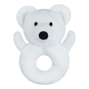 Baby Polar Bear Soft Rattle Toy, Polar Bear Plush Infant Shaker Rattle Easy-Grasp Stuffed Animal Toy, Gifts for Newborns Babies Toddlers Boys Girls, White, 5 Inches