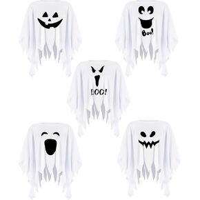 5 Pcs Halloween Ghost Poncho for Adult Tie Dye Poncho Halloween Costume for Men Women, 53''