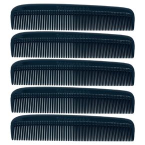 G.B.S (5 Pack) Pocket Comb Black Unbreakable Round Teeth Course Fine Pocket Beard & Mustache Combs for Men's Hair: Pain Free | Sideburns Travel Friendly Symmetry Non-Toxic, Friendly